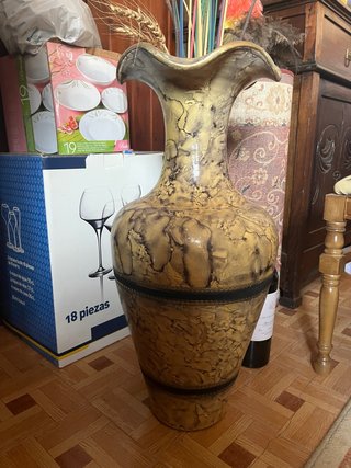 Jarrón Cerámica Dorado y Marrón