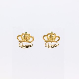 PENDIENTES CORONA QUEEN MEDIANO CIRCONITA. Oro 18k