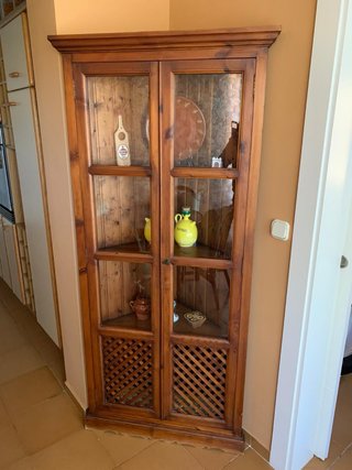 Mueble Rinconera Madera y Cristal