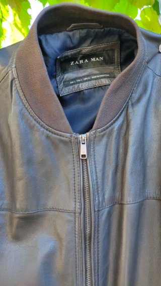 Cazadora de piel Zara Marrón Talla L