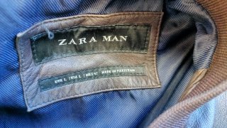 Cazadora de piel Zara Marrón Talla L