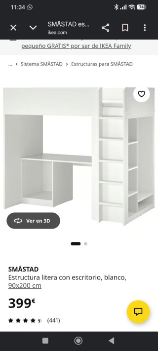 Cama nido IKEA SMÅSTAD 3 en 1