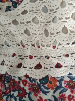 Vestido corto crochet beige/multicolor