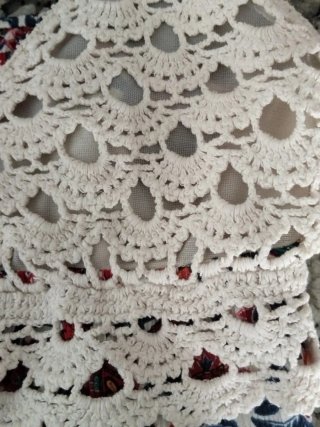Vestido corto crochet beige/multicolor