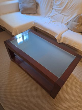 Mesa de centro madera y cristal