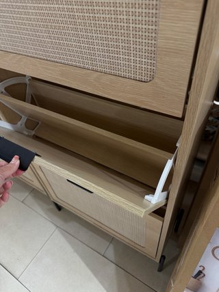 Zapatero 3 puertas madera y ratán