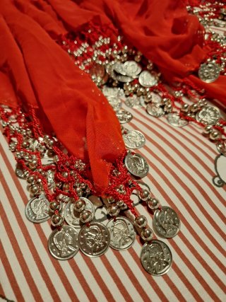Conjunto Danza Vientre Rojo y Plateado