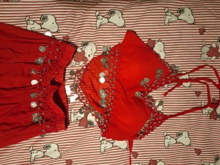 Conjunto Danza Vientre Rojo y Plateado