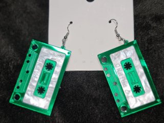 Pendientes Cassette Retro Verdes Nuevos