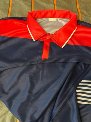 Camiseta Polo Rayas Azul y Rojo Talla L