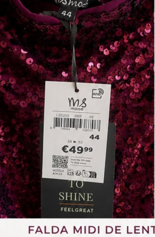 Falda midi lentejuelas burdeos Talla M