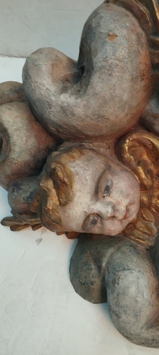 Peana antigua madera querubines