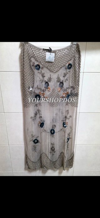 Falda Zara Midi Lentejuelas y abalorios Talla M