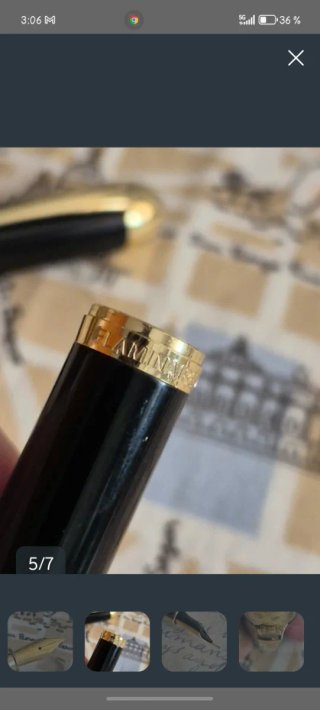 Flaminaire Les Stylos, chapada en oro. Pluma