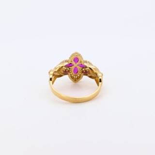 ANILLO FLOR CON INFINITO Y CIRCONITAS FUCSIAS.