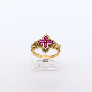 ANILLO FLOR CON INFINITO Y CIRCONITAS FUCSIAS.