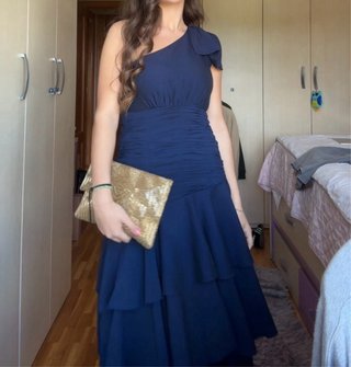 Vestido VILA azul marino asimétrico