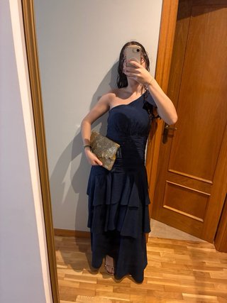 Vestido VILA azul marino asimétrico