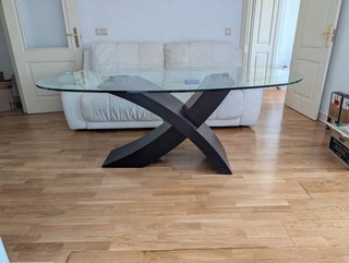 Mesa de comedor cristal y madera
