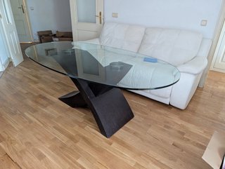 Mesa de comedor cristal y madera