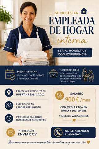SE BUSCA EMPLEADA DE HOGAR INTERNA