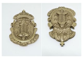 Antiguo raro escudo de La Coruña de bronce macizo.
