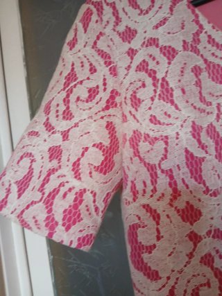 Vestido TERRA YABAR rosa y blanco talla M
