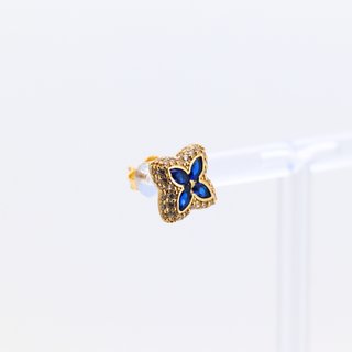 PENDIENTES FLOR CON  CIRCONITAS AZULES.