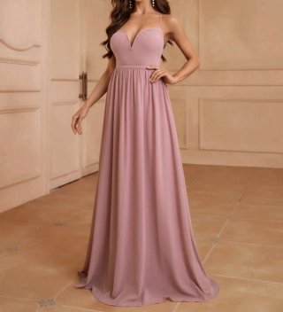 Vestido de fiesta rosa largo