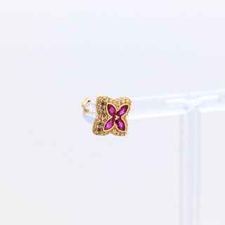 PENDIENTES FLOR CON  CIRCONITAS FUCSIAS