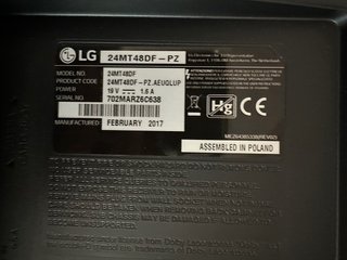 TV LG 24MT48DF Negra con mando a distancia