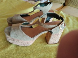 Sandalias Marypaz Beige/Verde Talla 38