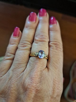Anillo Plata y baño oro 18 k Tanzanita y Diamantes