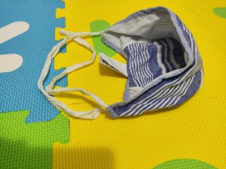 Vestido bebé rayas azules con capota