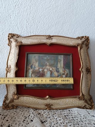 Antigua miniatura óleo sobre tabla con cristal
