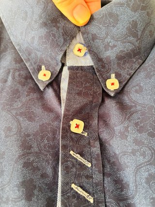 Camisa Italiana Hombre Azul Estampada algodón