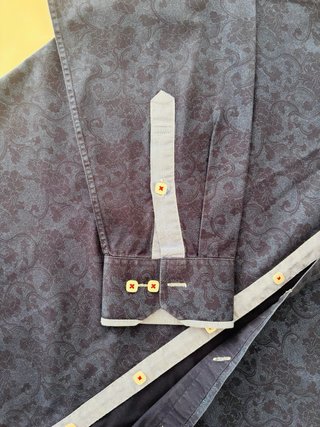 Camisa Italiana Hombre Azul Estampada algodón