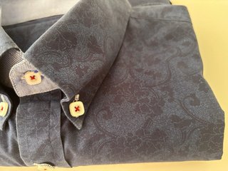 Camisa Italiana Hombre Azul Estampada algodón