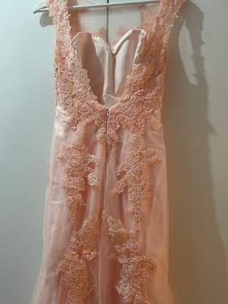 Vestido fiesta rosa perla encaje