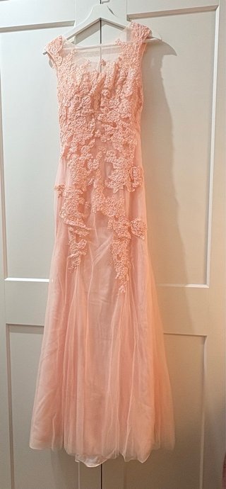 Vestido fiesta rosa perla encaje