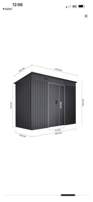 Caseta de jardín metálica gris 238x130x202