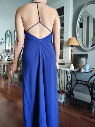 Vestido fiesta azul tirantes