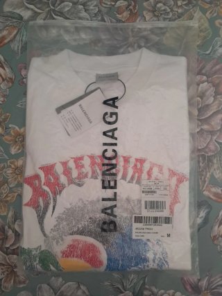 T-shirt Balencıaga M Oversize White Vintage Surfer