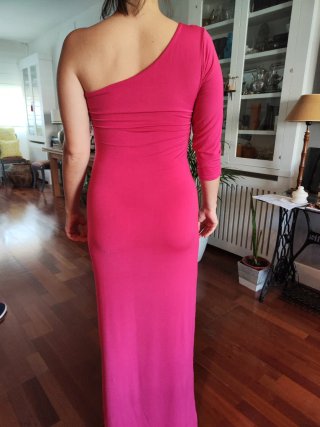 Vestido fiesta largo fucsia