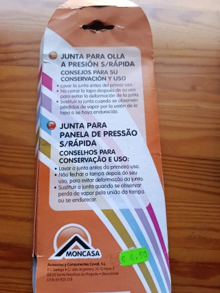 Goma junta olla a presión S/Rápida Monix