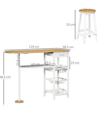 Mesa cocina con 2 taburetes