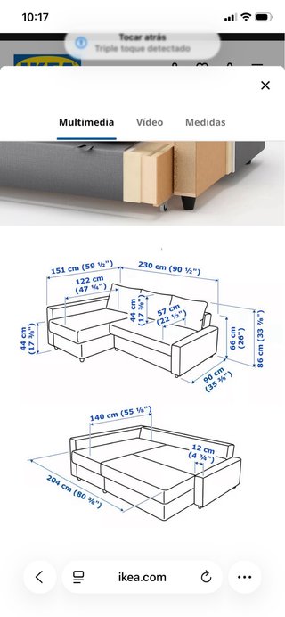 Sofá Chaiselongue Negro Piel