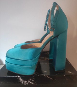 Zapatos tacón plataforma azul