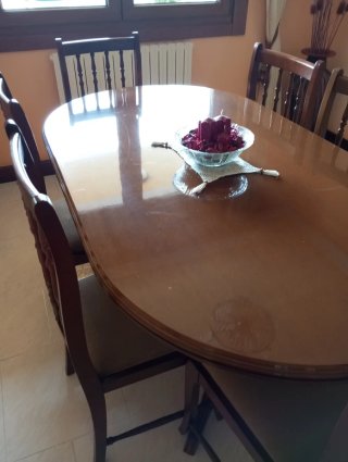 Mesa de comedor ovalada y 6 sillas