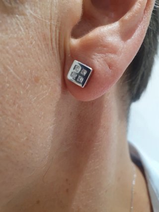 Pendientes Oro Blanco 18kl Perla y Diamantes